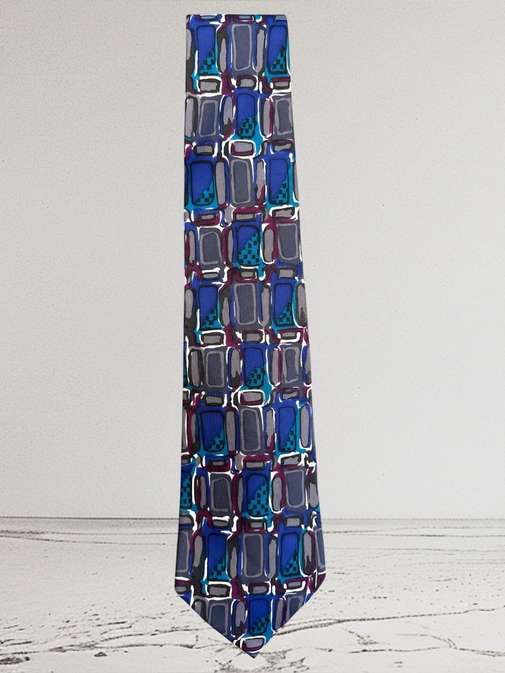 Vintage Viaggio Silk Tie, Characterized By It’s Retro, Abstract Mosaic Pattern
